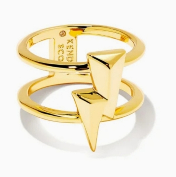 Kendra Scott Jewelry Nwt Kendra Scott Double Band Gold Lightning Bolt Ring Poshmark